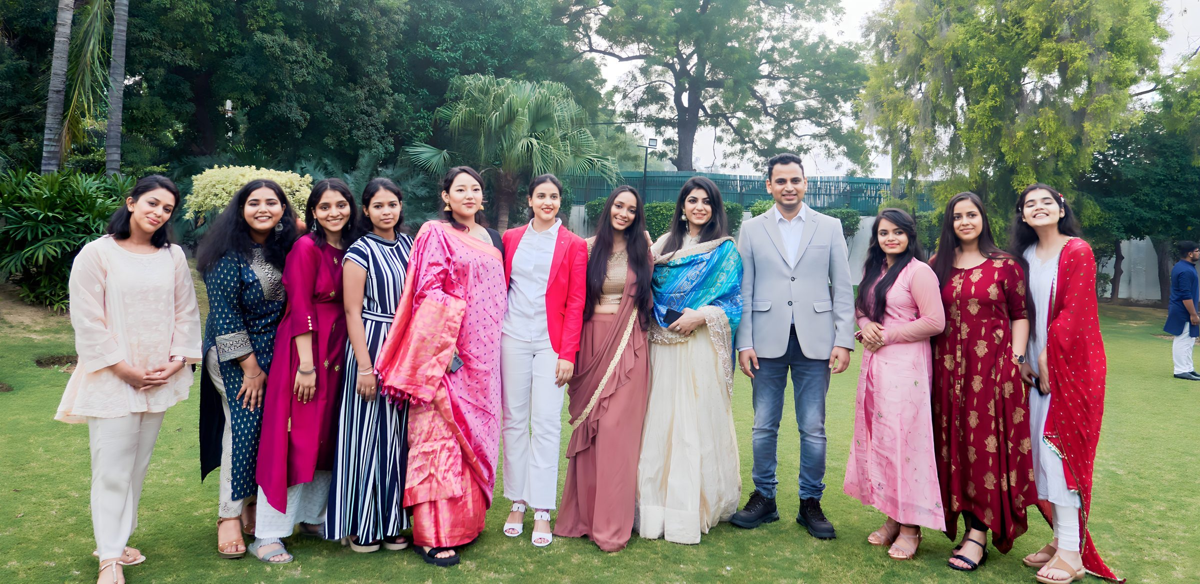 Lithvik Mukesh Sharma is photographed with Dr. Jyoti Kush and CryptoMize interns