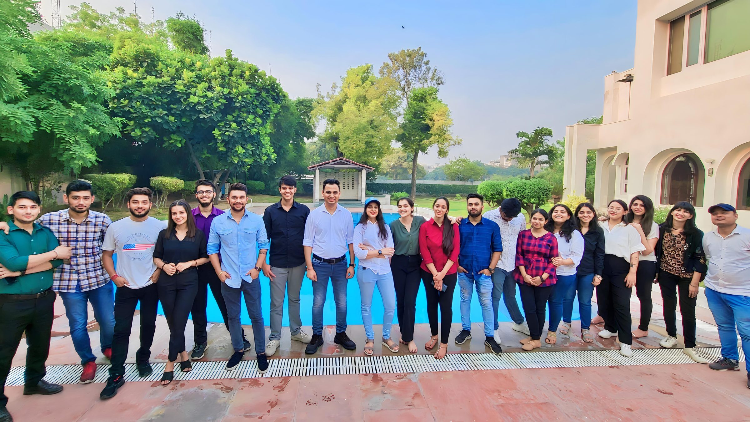 Lithvik Mukesh Sharma is photographed with Dr. Jyoti Kush and CryptoMize interns