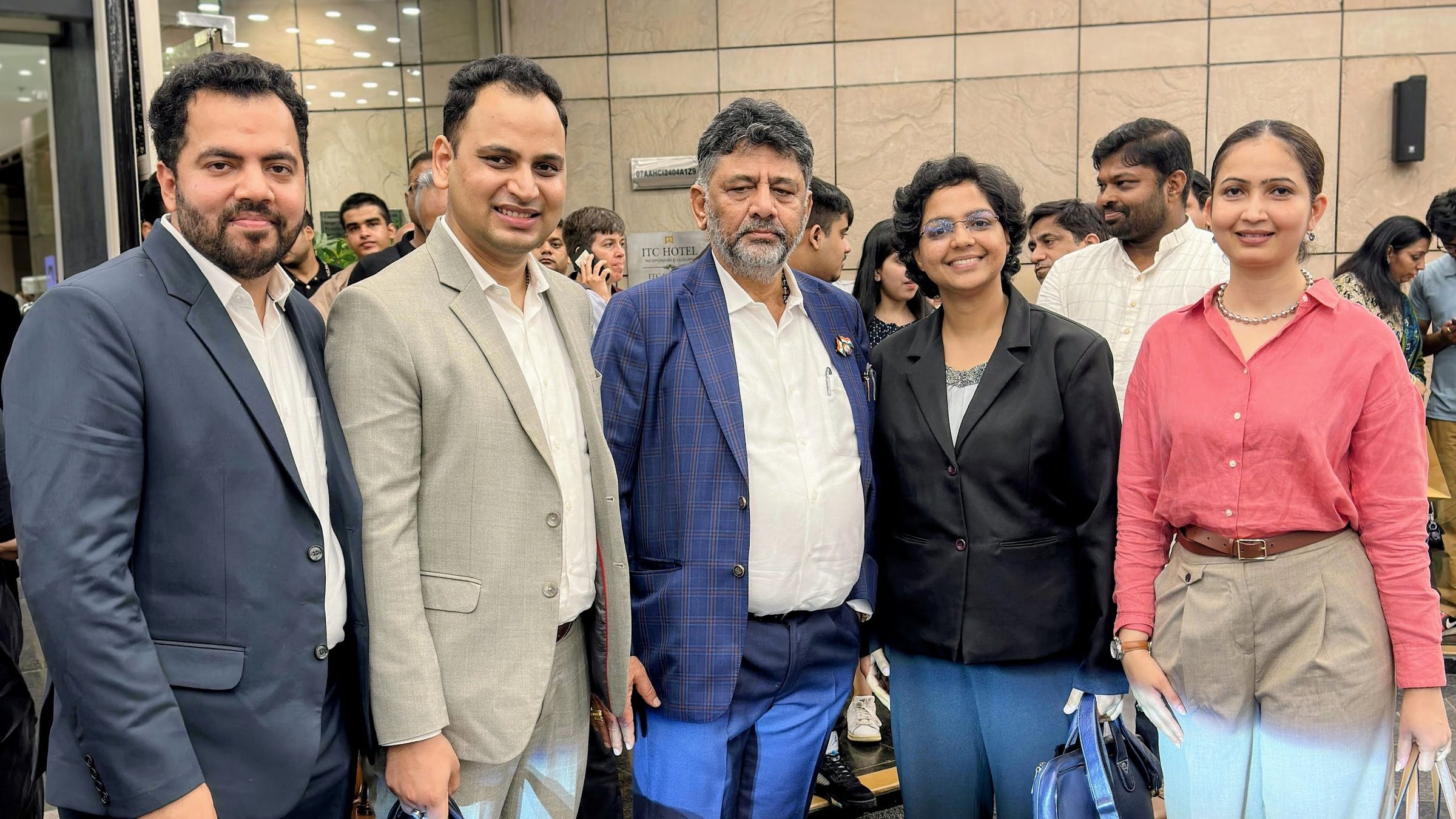 Lithvik Mukesh Sharma is photographed with D. K. Shivakumar at a New Delhi evening