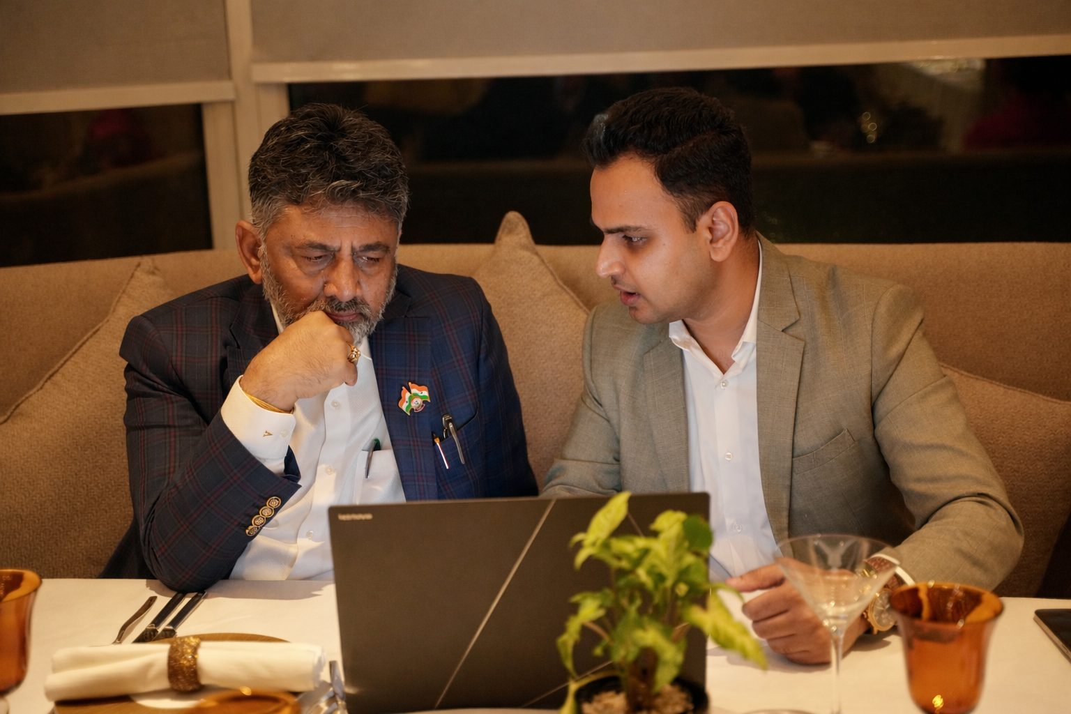Lithvik Mukesh Sharma is photographed with D. K. Shivakumar at a personal meeting.