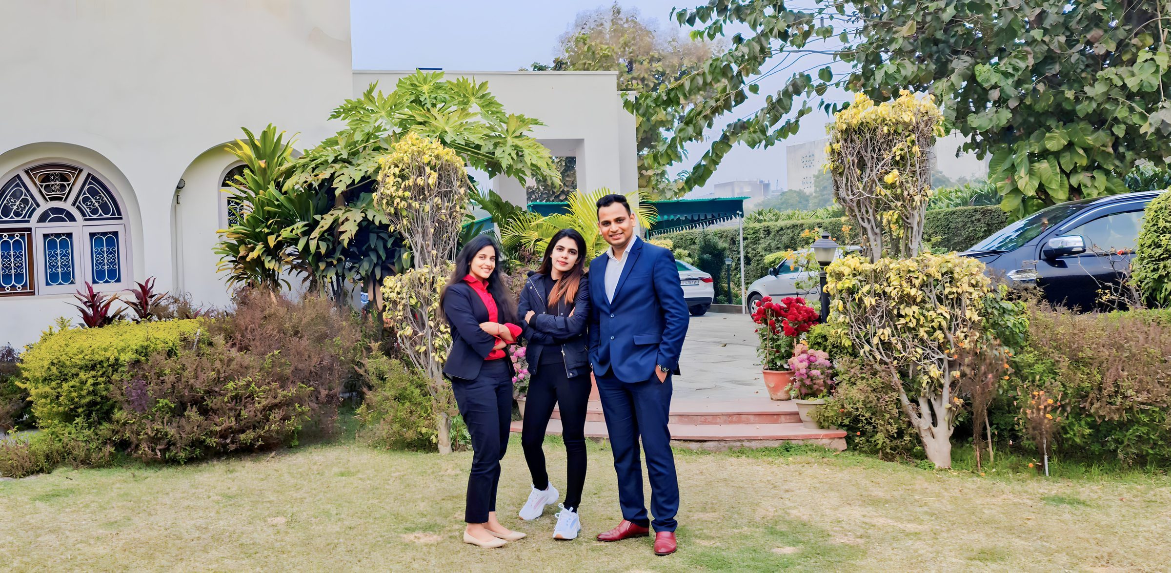 Lithvik Mukesh Sharma is photographed with Dr. Jyoti Kush and Kusum Yadav