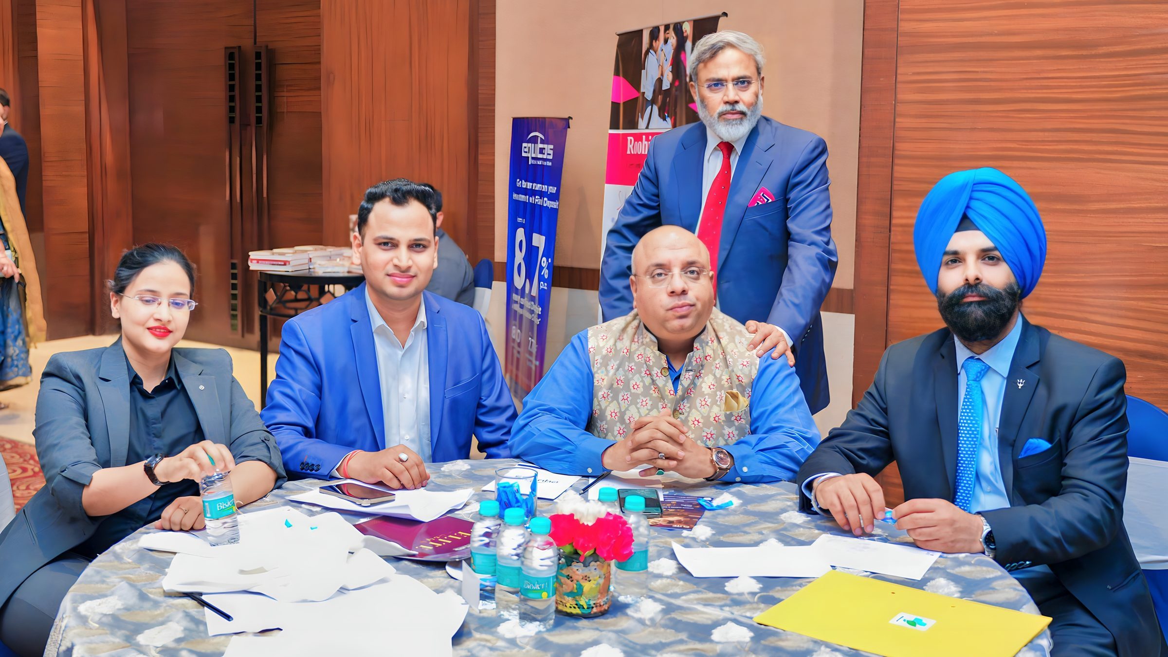 Lithvik Mukesh Sharma is photographed with Dr. Jyoti Kush, Balwinder Singh, and Anurag Batra (Chairman and Editor-in-Chief of BW Businessworld, founder of exchange4media) at a Delhi event