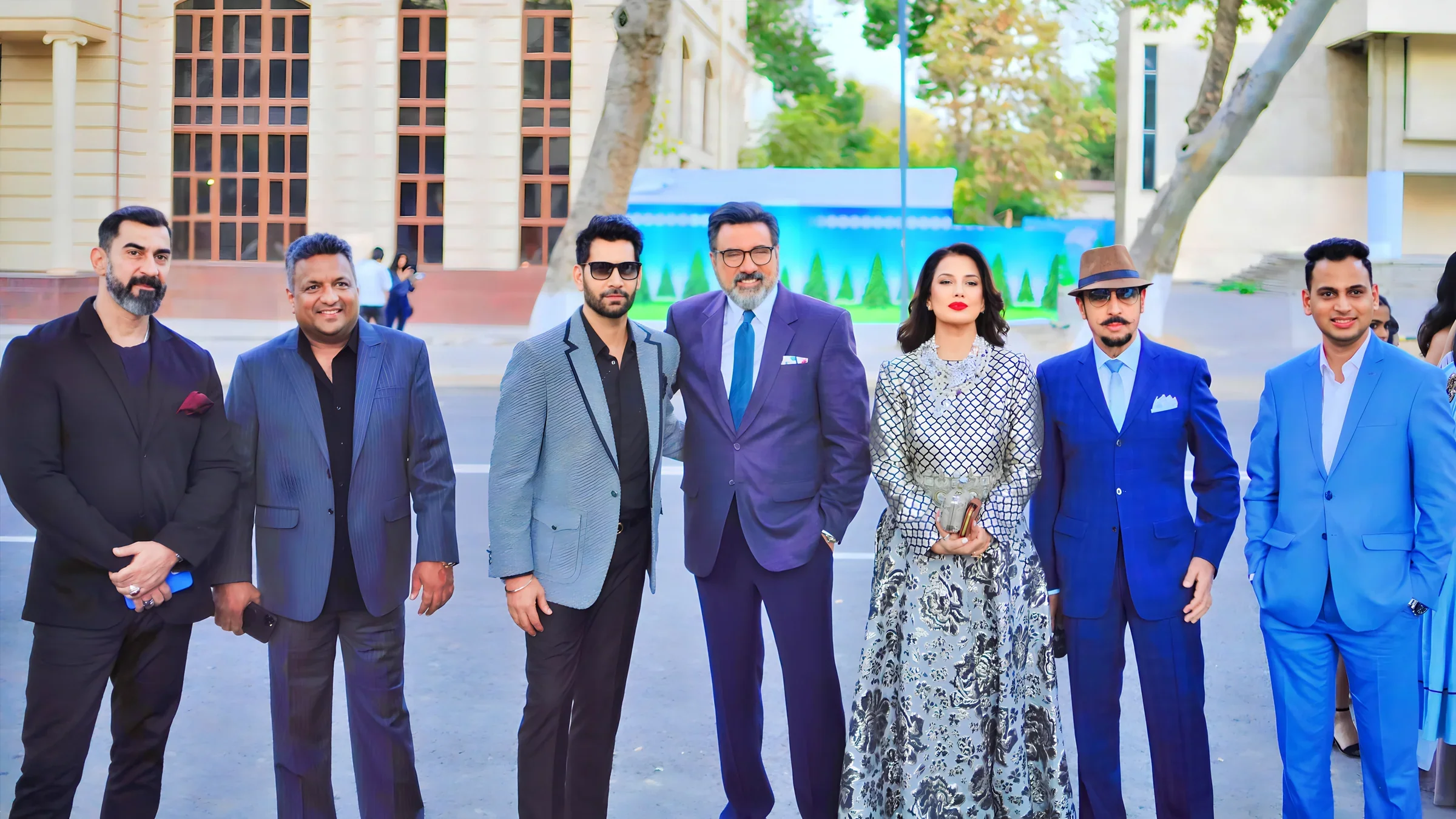 Lithvik Mukesh Sharma is photographed with Nawab Shah, Sanjay Gupta (Indian filmmaker, producer and screenwriter), Jasbir Jassi (Indian singer, lyricist, performer and actor), Boman Irani