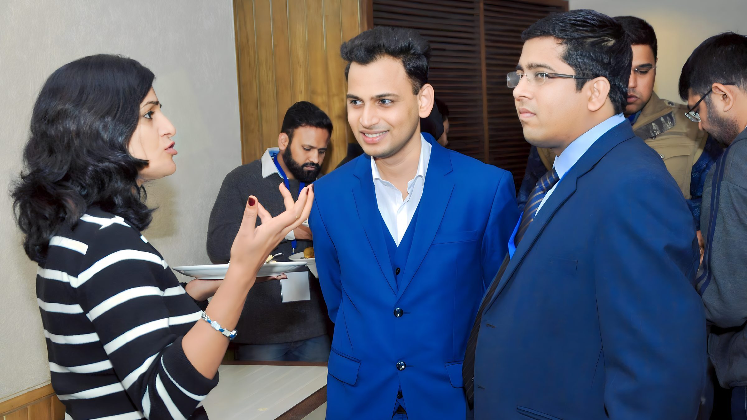 Lithvik Mukesh Sharma is photographed with Jiten Jain at a hosted gathering