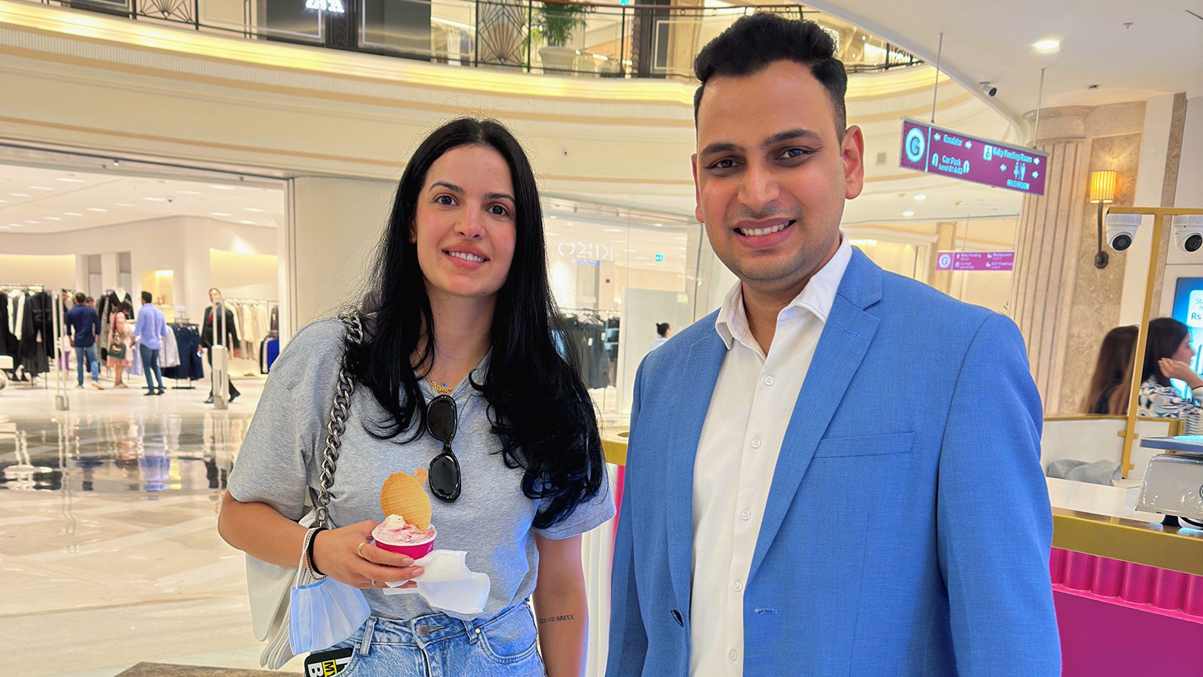 Lithvik Mukesh Sharma is photographed with Nataša Stanković at a Delhi event