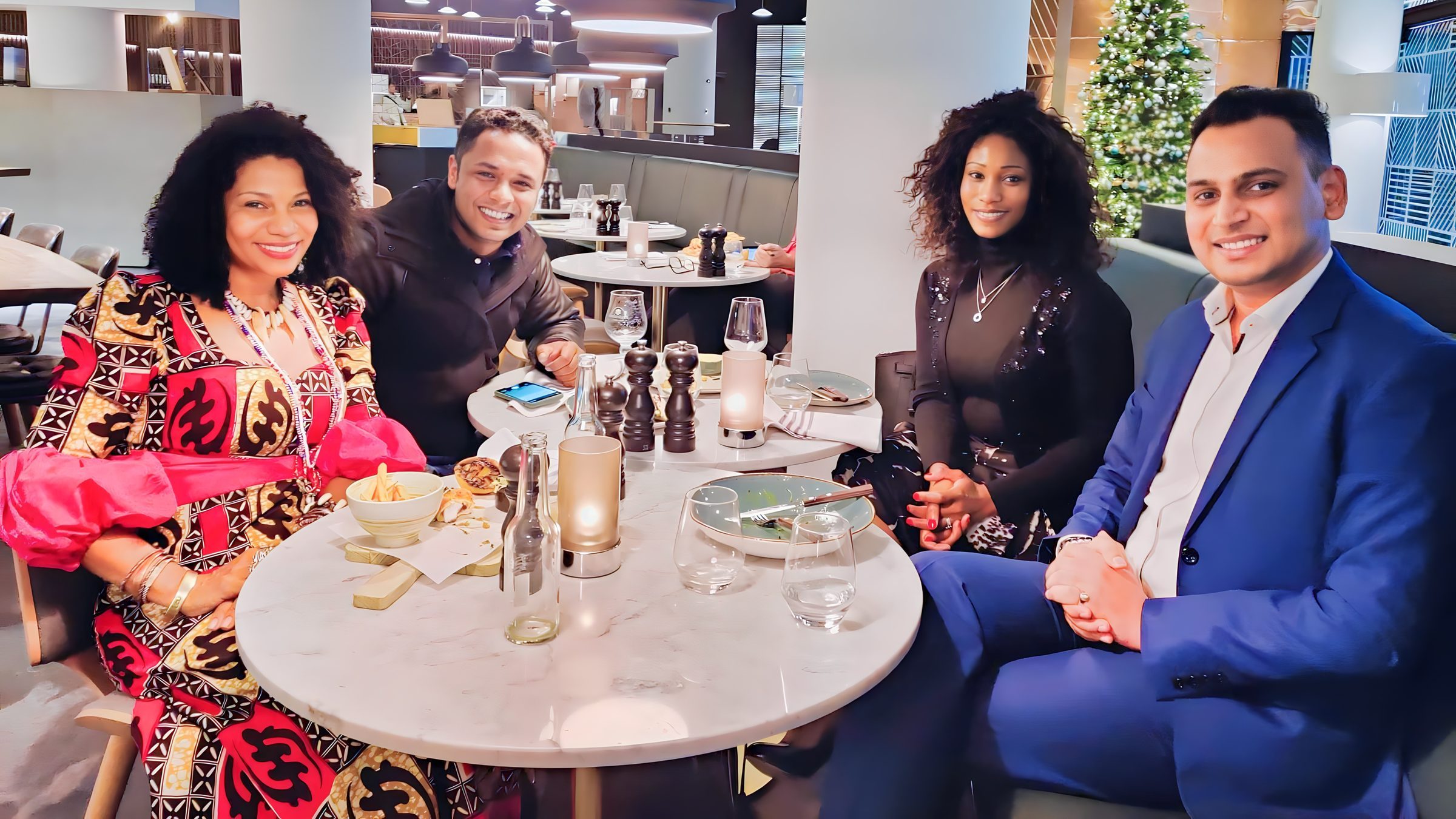 Lithvik Mukesh Sharma hosts Sachin Singh, Queen Diambi, and Cinthia Lois Ta Thomsen (Member of Parliament of the State of the African Diaspora)