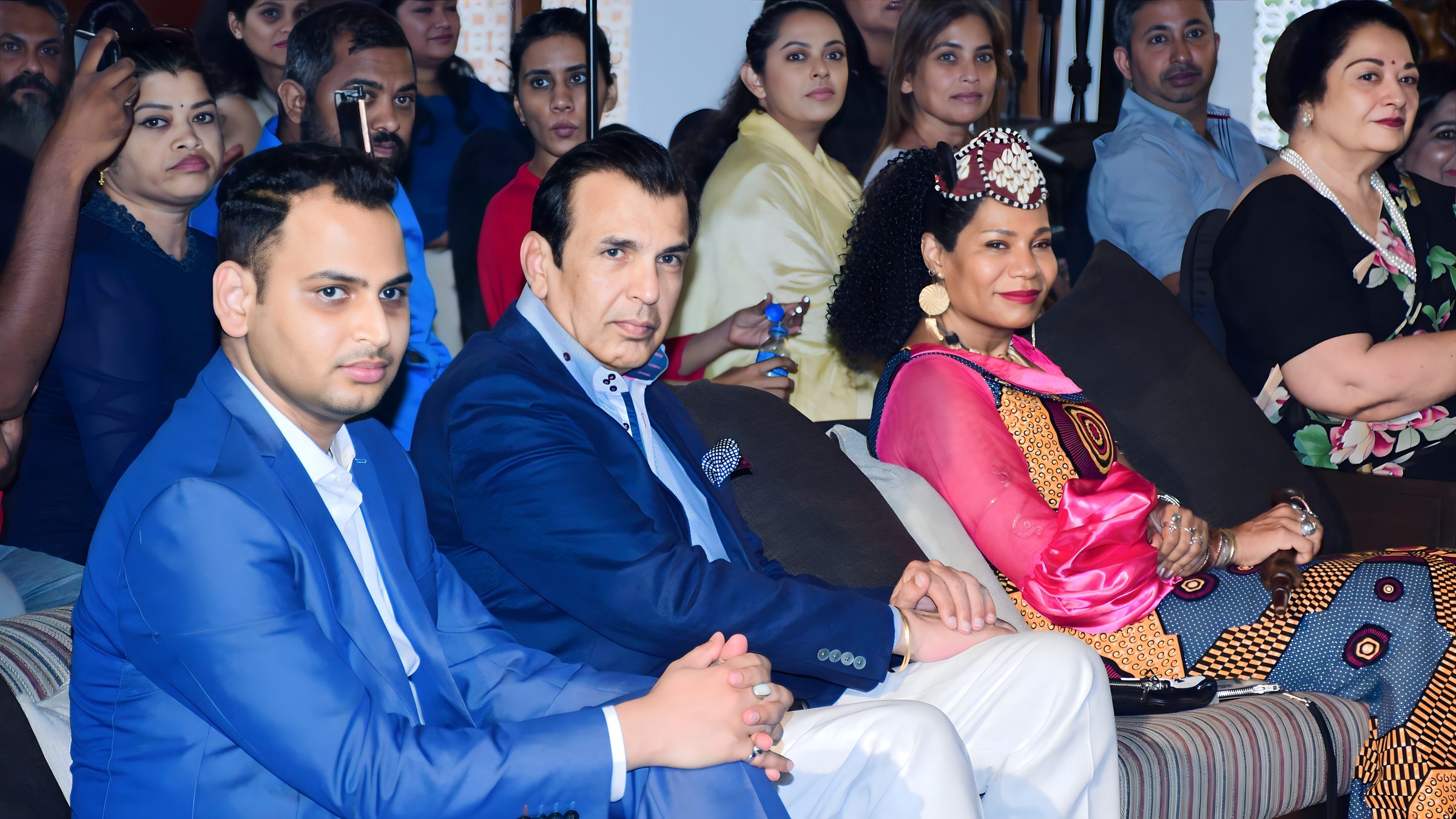 Lithvik Mukesh Sharma is photographed with Queen Diambi and Meenakshi Lekhi