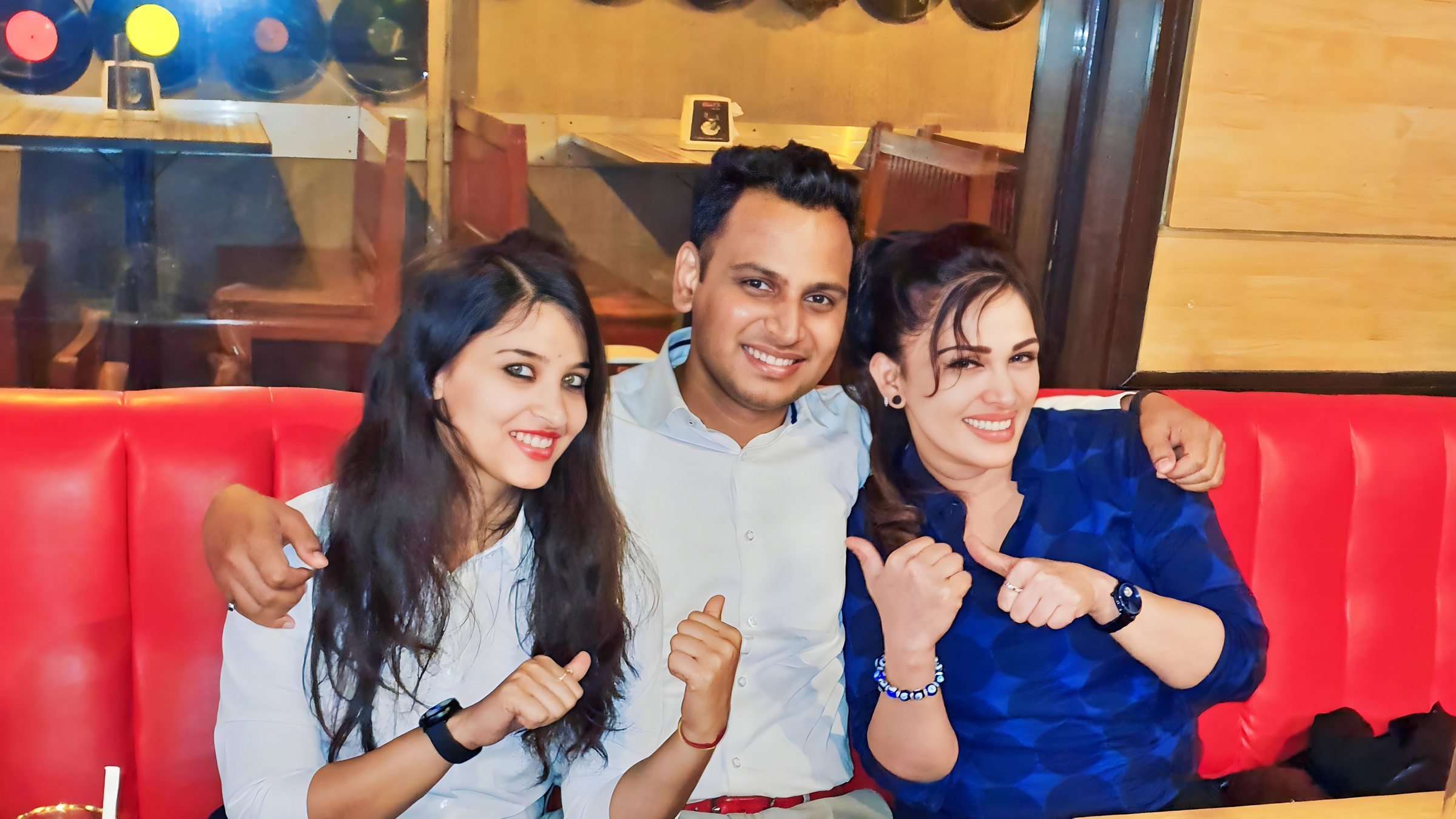 Lithvik Mukesh Sharma is photographed with Dr. Jyoti Kush and Ruksha (Indian Malayalam-language actress)