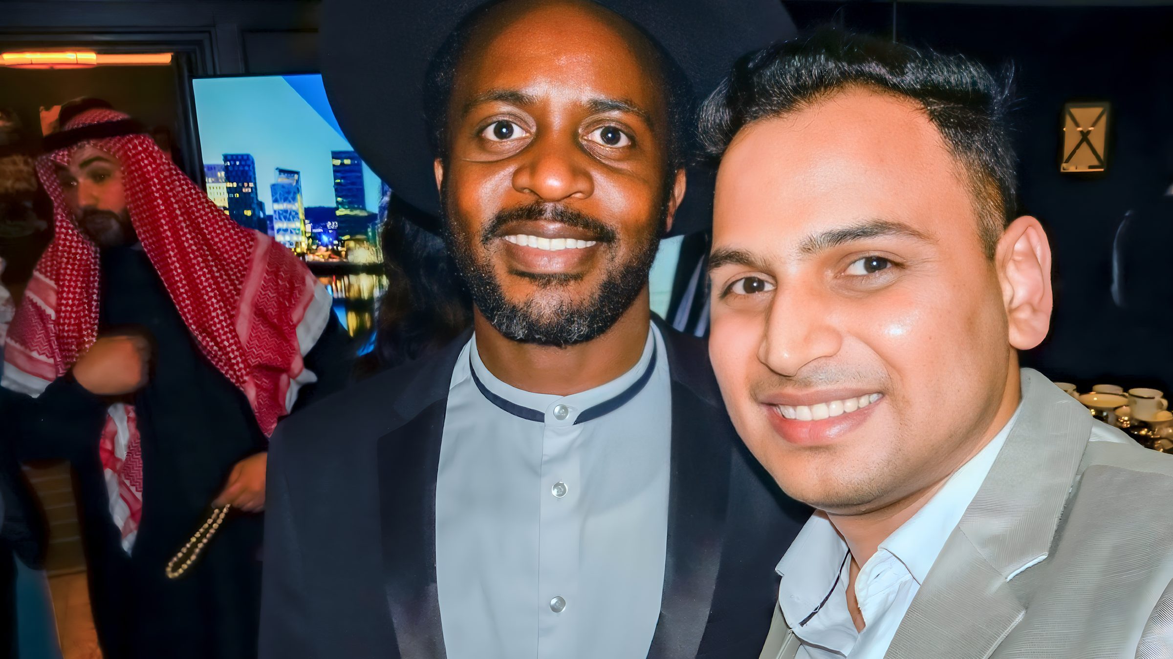 Lithvik Mukesh Sharma is photographed with Prince Hon. Dr. Saviour Chishimba and Dr. Bader Abdulmutaleb Ibrahim