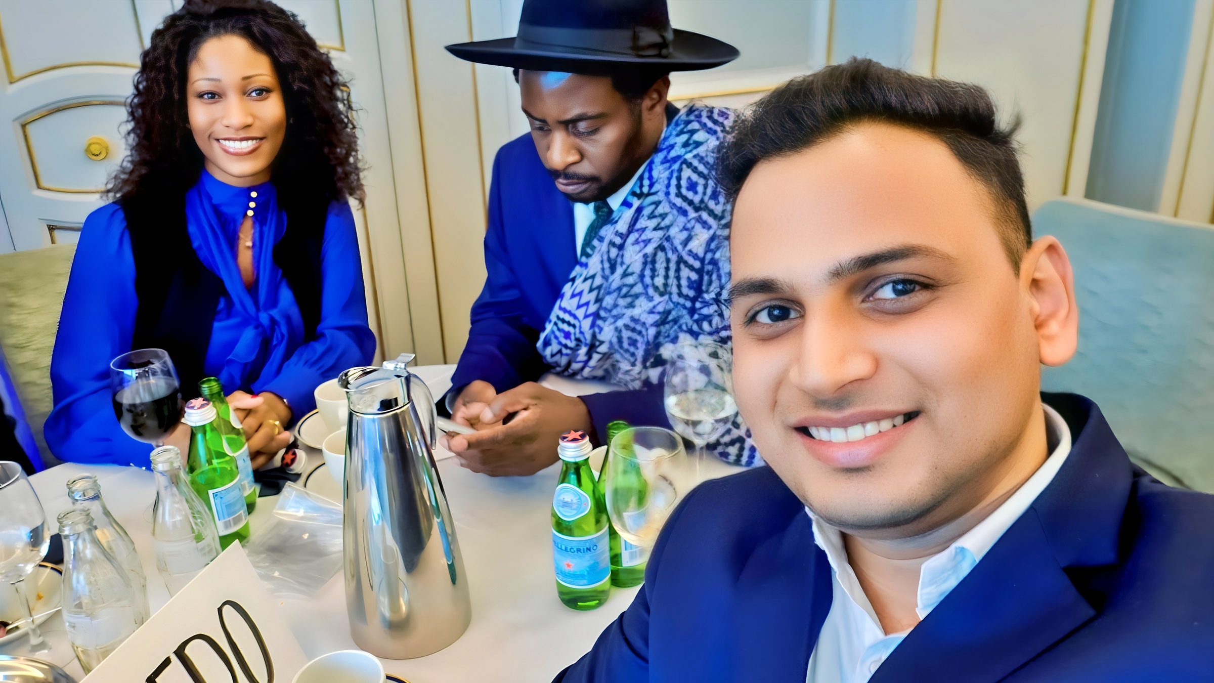Lithvik Mukesh Sharma is photographed with Dr. Saviour Chishimba and Cinthia Lois Ta Thomsen (Member of Parliament of the State of the African Diaspora)
