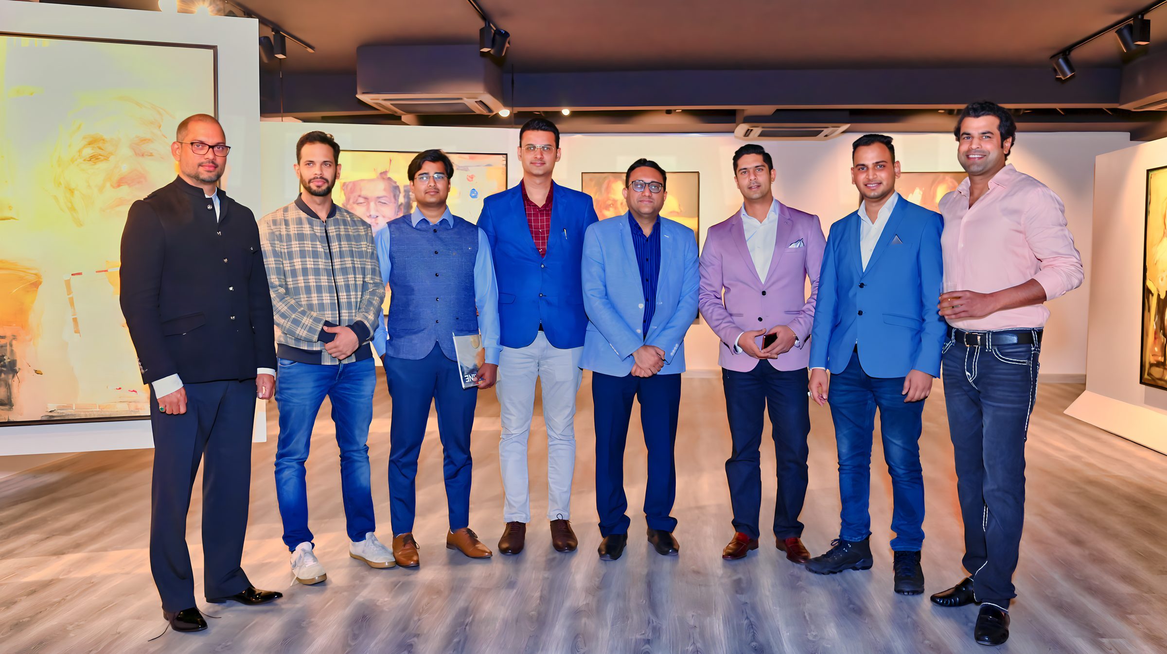 Lithvik Mukesh Sharma is photographed with Subrat Nath, Kapil Madan, and Sumer Raj Chadha at an art event